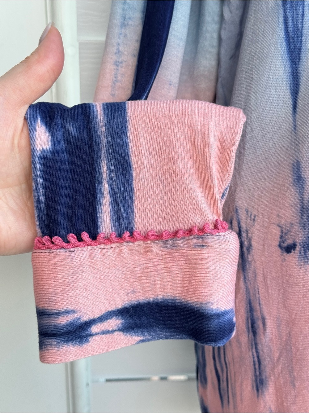Soft Surroundings XL Embroidered Tie Dye Tunic Boho Viscose Pink Blue Tassels - Picture 5 of 10